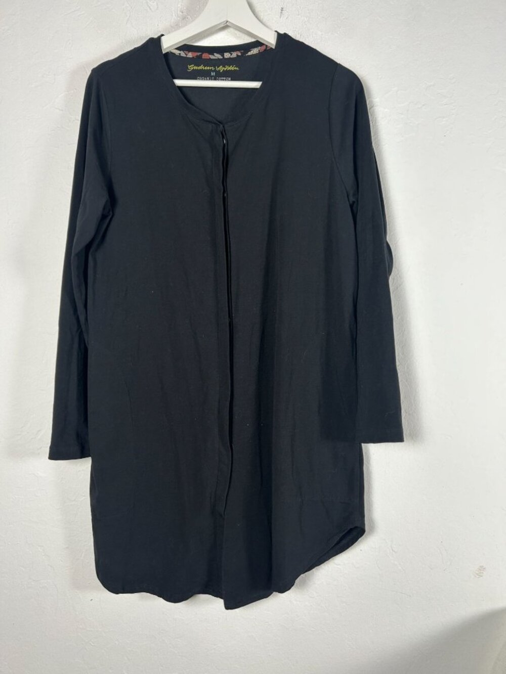 Gudrun Sjoden Organic Cotton Black Long Sleeve Button Front Tunic Top Medium